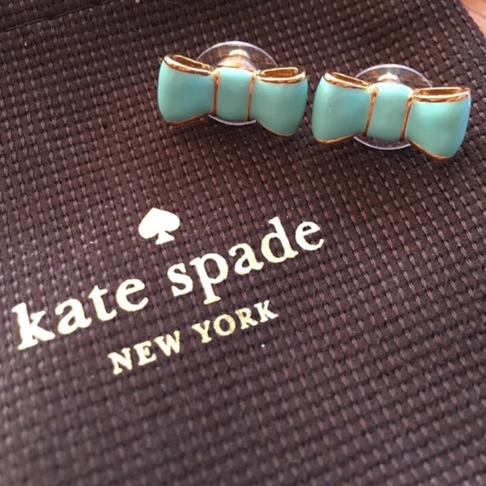 Kate spade take a bow earrings teal aqua